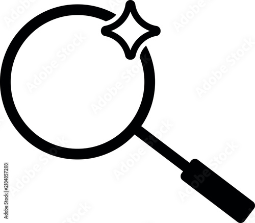 AI search magnifying glass with sparkle icon vector illustration