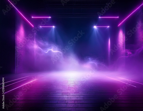 abstract purple background toxic neon smoke empty night scene smoke rays lights