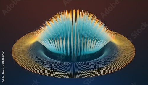 circular analysis or visualization of vibration waveform or penetrating shock wave 3d rendering