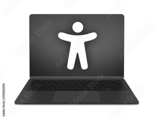 Konstfotografi Una computadora portátil negra muestra el icono de accesibilidad en su pantalla