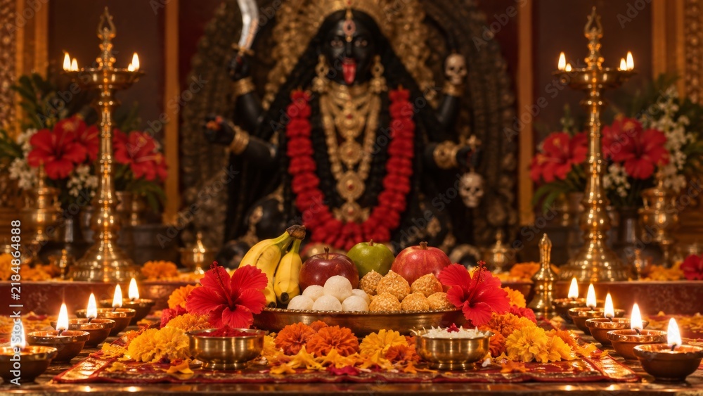 Obraz premium Kali Puja Blurred cultural festival celebration concept