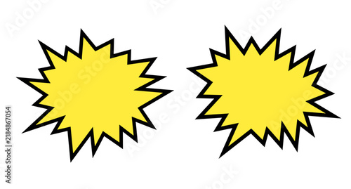 Yellow Comic Book Speech Bubble Starburst Explosion Vector Set