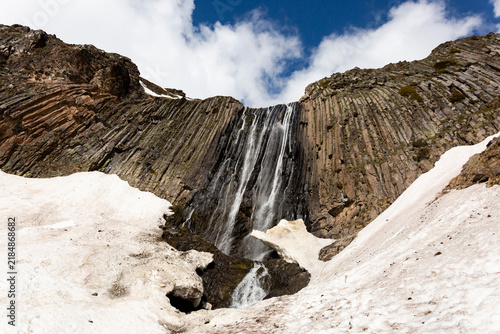 Konstfotografi Waterfall Terskol in Elbrus area in valley Terskol, Russia