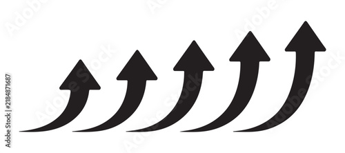Foto Progressive upward growth arrows collection black vector icons for business analysis data reporting