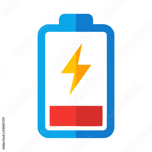 Low battery icon with warning sign vector illustration