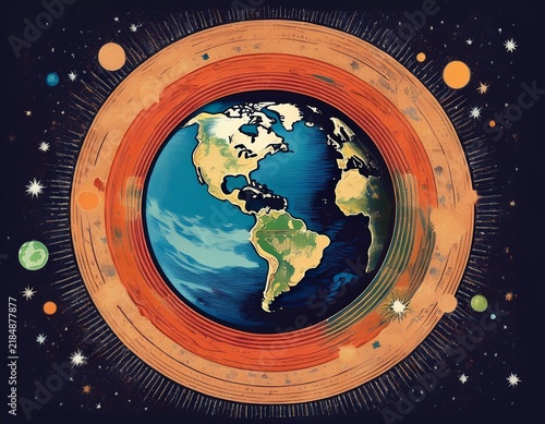 planet earth in space vintage collage art cutout
