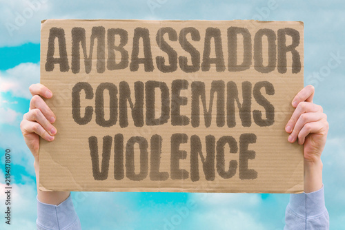 Cuadro en lienzo "Ambassador condemns violence" Diplomatic official criticizes military aggression