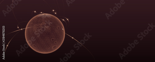 Bild auf Leinwand Rust red digital network Mars with volcanic plains and right copy spac