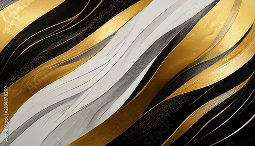 abstract diagonal brush strokes in black white gold