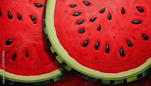 vibrant seamless pattern featuring red watermelon texture with black seeds for creative design projects