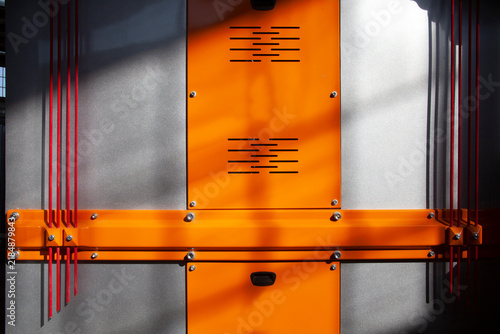 Detailed shot of grain milling machine.
