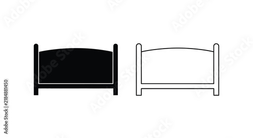 Fotografie Bed frame silhouette with linear outline on a white background