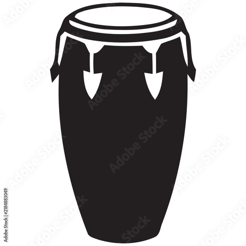 Bild auf Leinwand Traditional Afro-Cuban Conga  Drum Vector Graphic, Percussion Icon Isolated on W