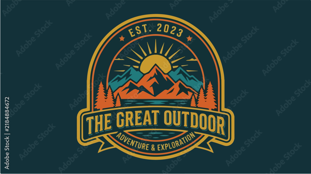 Fototapeta premium The Great Outdoor Adventure and Exploration Emblem Est 2023.