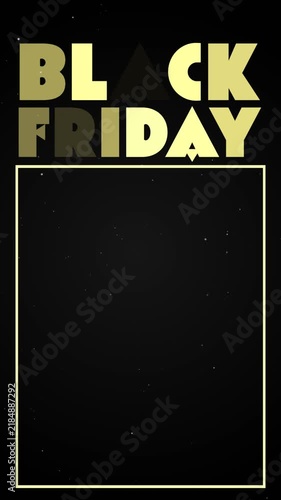 Black Friday Sale Flickering Background with Gold Border and Dark Design