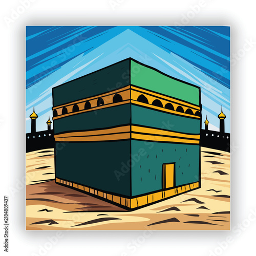 Holy Kaaba in Mecca Saudi Arabia Oil Painting Style Islamic Religious Artwork