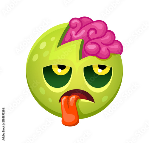 Obraz na plátne Cartoon Halloween zombie emoji character icon