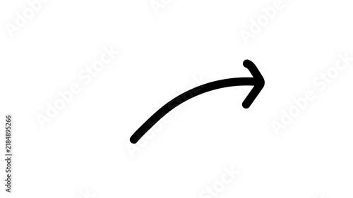 Animated digital navigation arrow black line icon. Modern direction indicator symbol animation. Curved user guide line. Isolated element on a white background. Looping video.