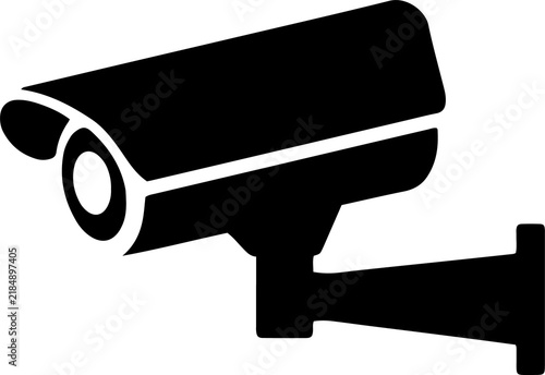 Solid security CCTV surveillance camera mounted on a wall icon vector design
