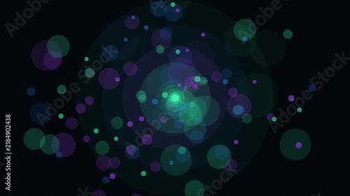Floating bokeh orbs loop on dark background, cyan glow