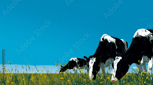 Cows grazing in the pasture