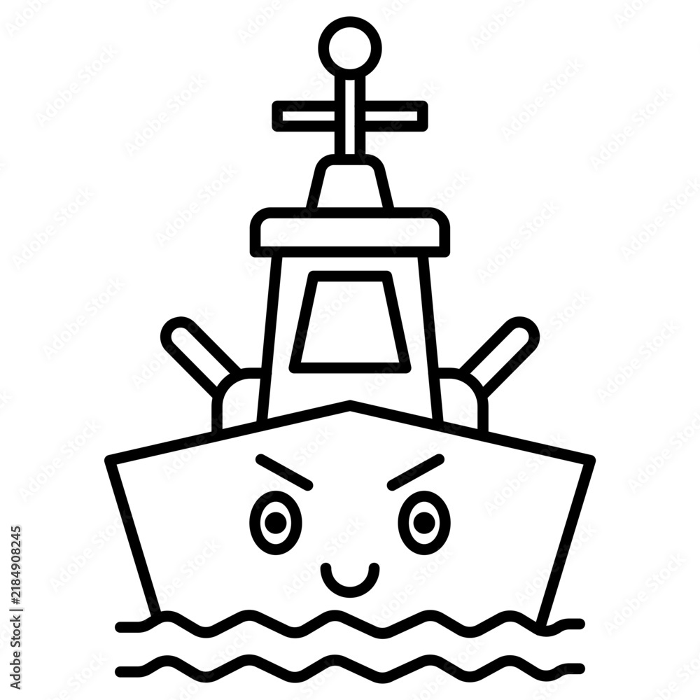 Obraz premium Proud Battleship Outline Linear Style Icon