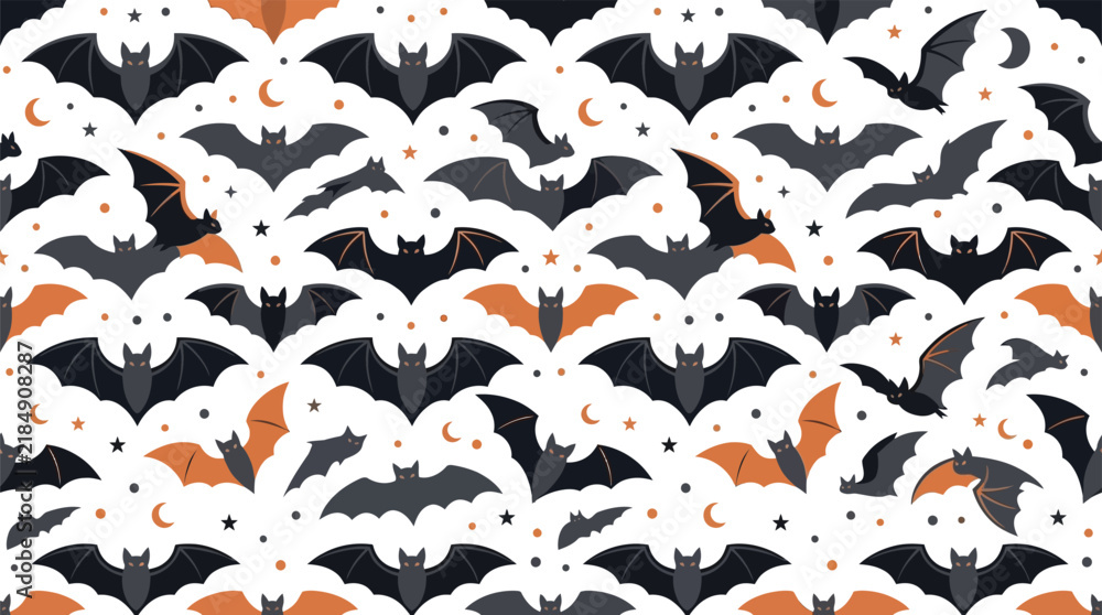 Fototapeta premium Seamless pattern with hand drawn watercolor bats on a white background for halloween themed decorations and textiles