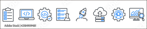 DevOps banner web icon vector illustration concept for software engineering and development with an icon of a plan, code, build, test, release, deploy, operate, and monitor