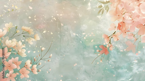 Graphic design background featuring flowers in a soft pastel color scheme.