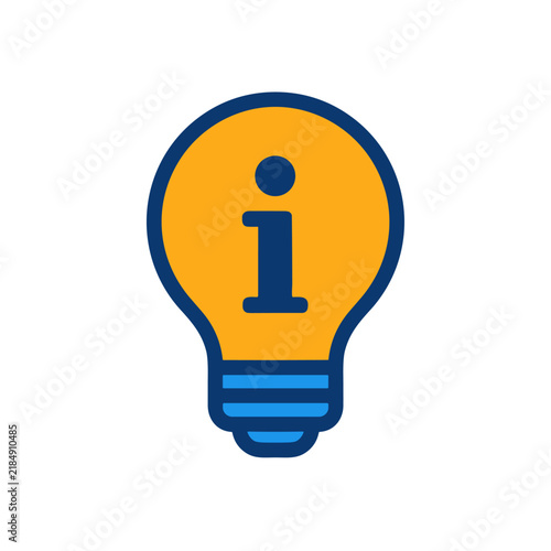 Lightbulb with information icon flat vector illustration