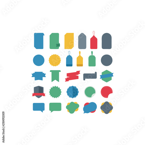 Set of colorful flat vector design elements for labels tags and badges.