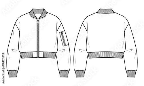 womens, long, sleeve, turtleneck, jacket, fashion, flat, sketch, technical, drawing, template, front, back, view, apparel, design, outline, mock, up, outline