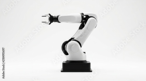 An AI robotic arm isolated on a clean white background.