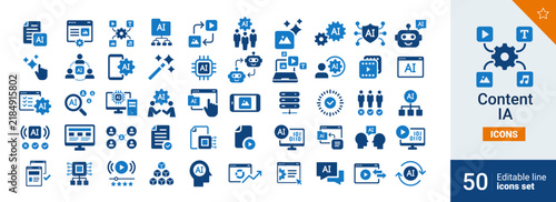 Fototapeta kuchenna Content Basic icons Pixel perfect. IA, text, tools, control,... 