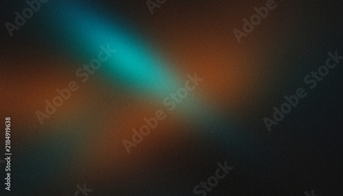 Abstract gradient background panoramic dark style with vibrant turquoise light beam, rich burnt amber and rusty brown grainy texture