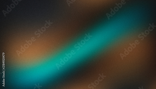 Abstract gradient background panoramic dark style with glowing turquoise diagonal light beam, deep moody tones and fine film grain texture