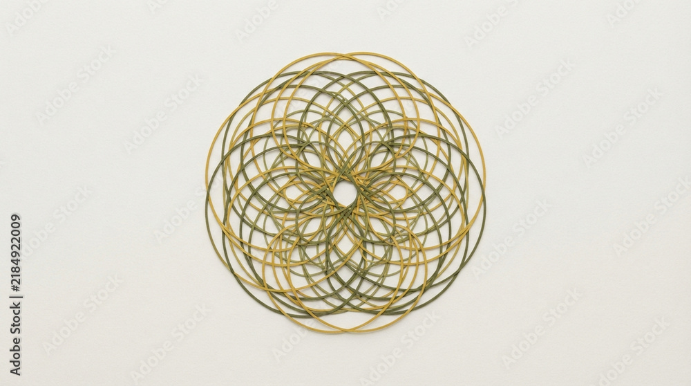 Obraz premium Abstract geometric pattern of overlapping circles in yellow and green