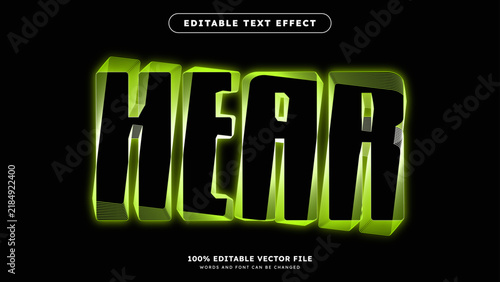 Neon Glow Shake Editable Text Effect Vector Template