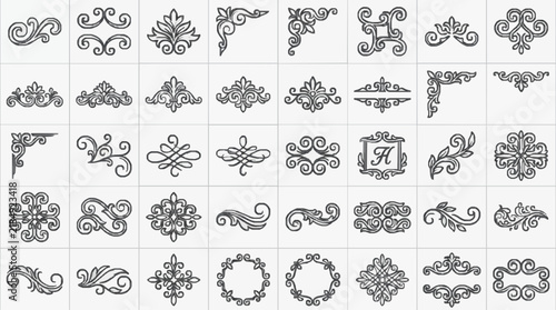 Elegant Ornamental Scrollwork and Floral Designs for Artistic Projects