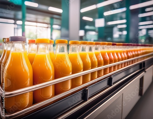 blank juice bottle display in a clean transit station in commercial