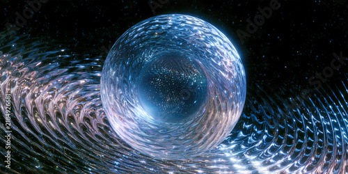 The Vortex That Bends In Cosmic Luminance As Swirling Light Curves Around A Deep Abyss Of Star‑Filled Space, ai generated.
