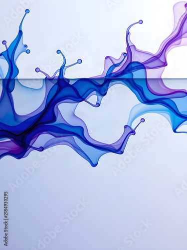 Abstract Blue and Violet Ink Flow Across Transparent Glass