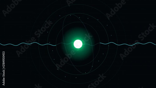 Abstract Green Audio Waveform and Glowing Energy Orb Loop.