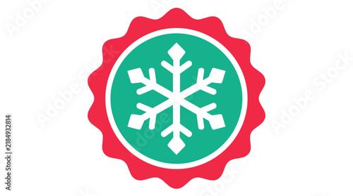 Snowflake icon with red and green badge for winter or holiday themes