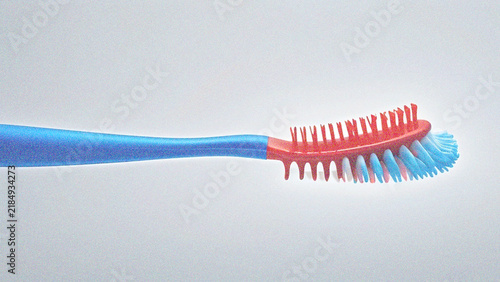 Blue plastic toothbrush isolated on white background with copy space for presentations
