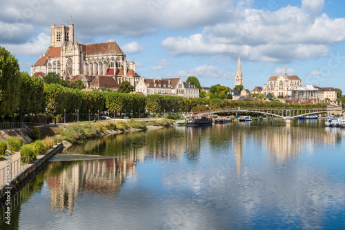 Auxerre city near the Yonne river - France