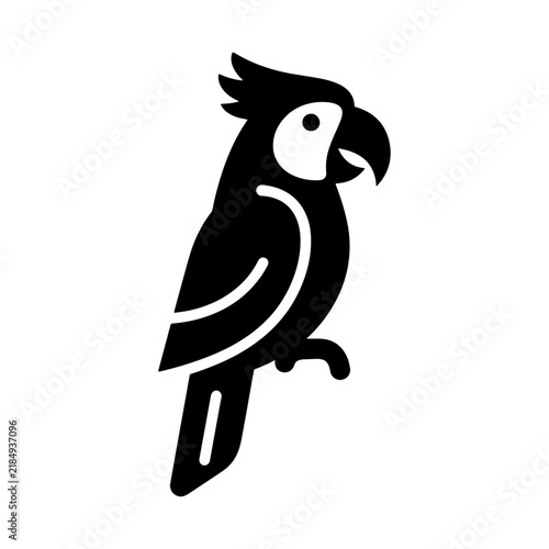 Black and white parrot bird vector icon illustration graphic design with cockatoo