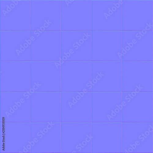 Cuadro en lienzo Seamless normal map texture featuring a regular grid of square tiles, designed for 3D computer graphics, game development, digital rendering, and surface depth simulation with realistic texture