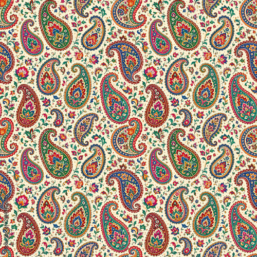 Mughal Paisley Traditional Indian Floral Seamless Pattern Design