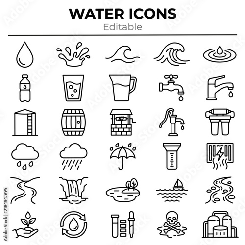 Water Supply and Environmental Vector Icons